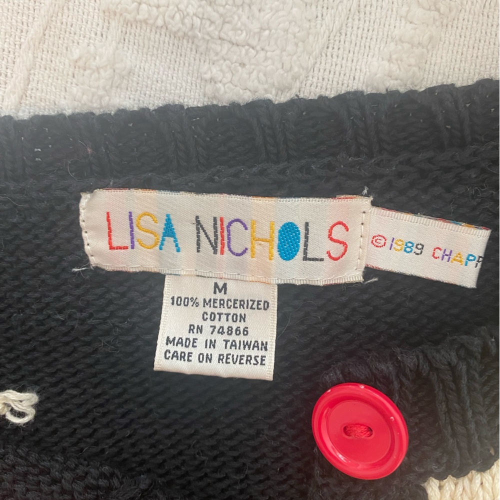 Vintage ,Lisa Nichols ,Novelty Print, Mercerized Cotton, Cardigan ,Vibrant Color - Picture 5 of 14